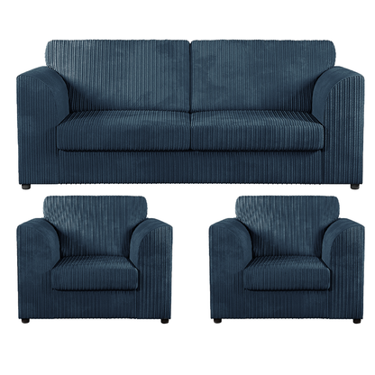 Luxor Full Jumbo Cord 3 Seater and 2 x Armchairs - Full Back