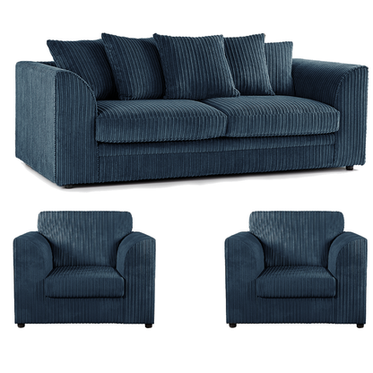 Luxor Full Jumbo Cord 3 Seater and 2 x Armchairs - Scatter Back