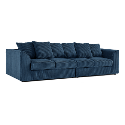 Luxor Cord Long Fabric 4 Seater - Scatter back