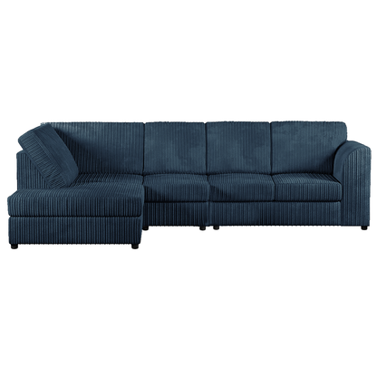 Luxor Full Cord Fabric 5 Seater Corner Sofa Full Back