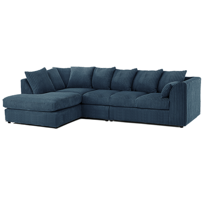 Luxor Full Cord Fabric 5 Seater Corner Sofa Scatter Back