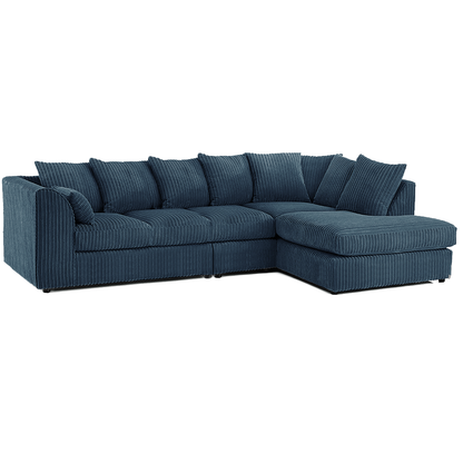 Luxor Full Cord Fabric 5 Seater Corner Sofa Scatter Back