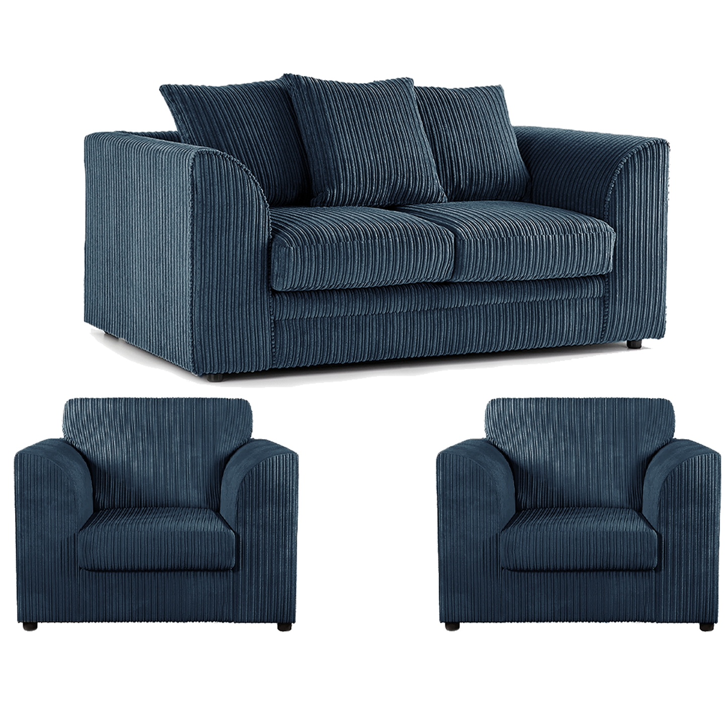 Luxor Jumbo Cord 2 Seater and 2 x Armchairs - Scatter Back
