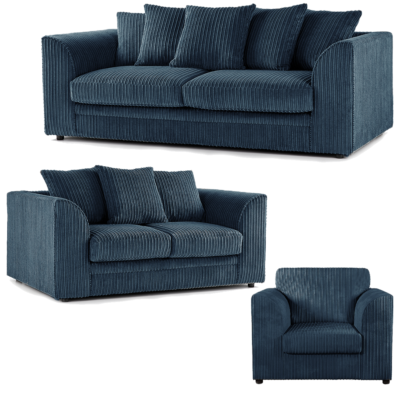 Luxor Full Jumbo Cord 3 Piece Suite - Scatter Back