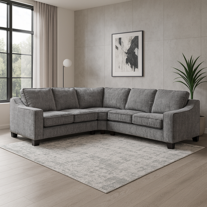 Nebraska Slate Grey 5 Seater Corner Sofa Full Back
