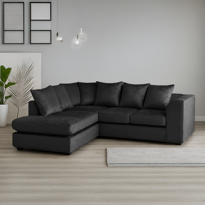 Crystal Crushed Velvet Scatter Corner Sofa