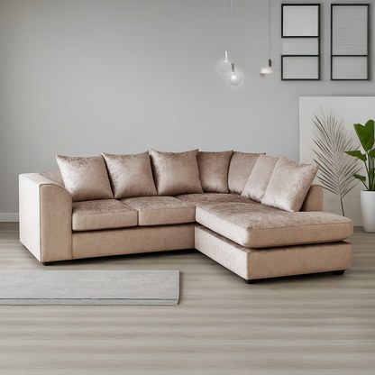 Crystal Crushed Velvet Scatter Corner Sofa