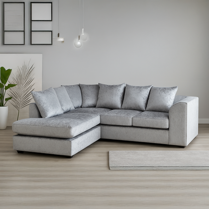 Crystal Crushed Velvet Scatter Corner Sofa