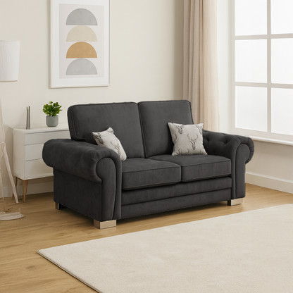 Milan Chesterfield Fabric 3 + 2 Seater Sofa Suite - Full Back