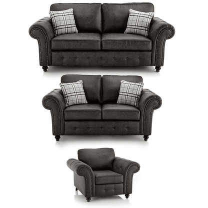 Oakland Chesterfield Leather 3 Piece Sofa Suite - 2