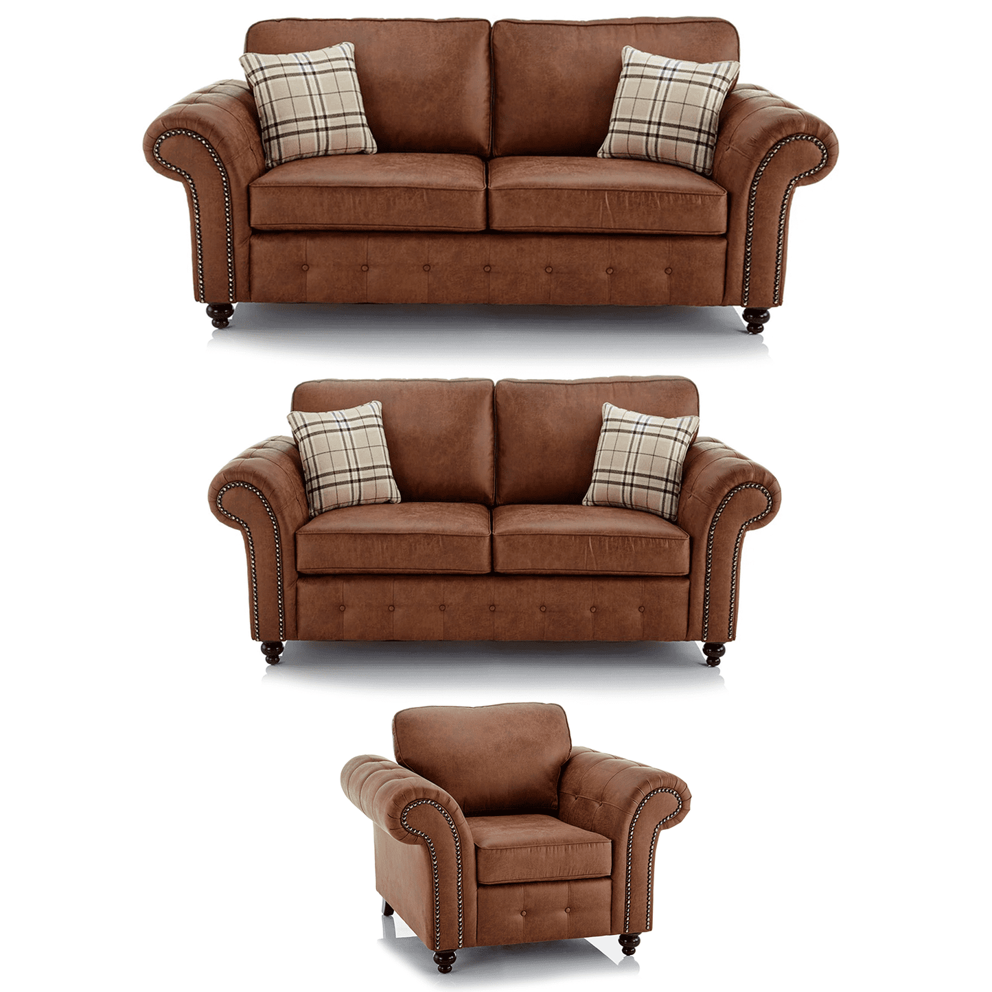 Oakland Chesterfield Leather 3 Piece Sofa Suite - 3