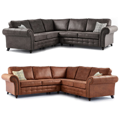 Oakland 5 Seater Leather Corner Sofa Chesterfield Style