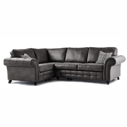 Oakland 4 Seater Leather Corner Sofa Chesterfield Style