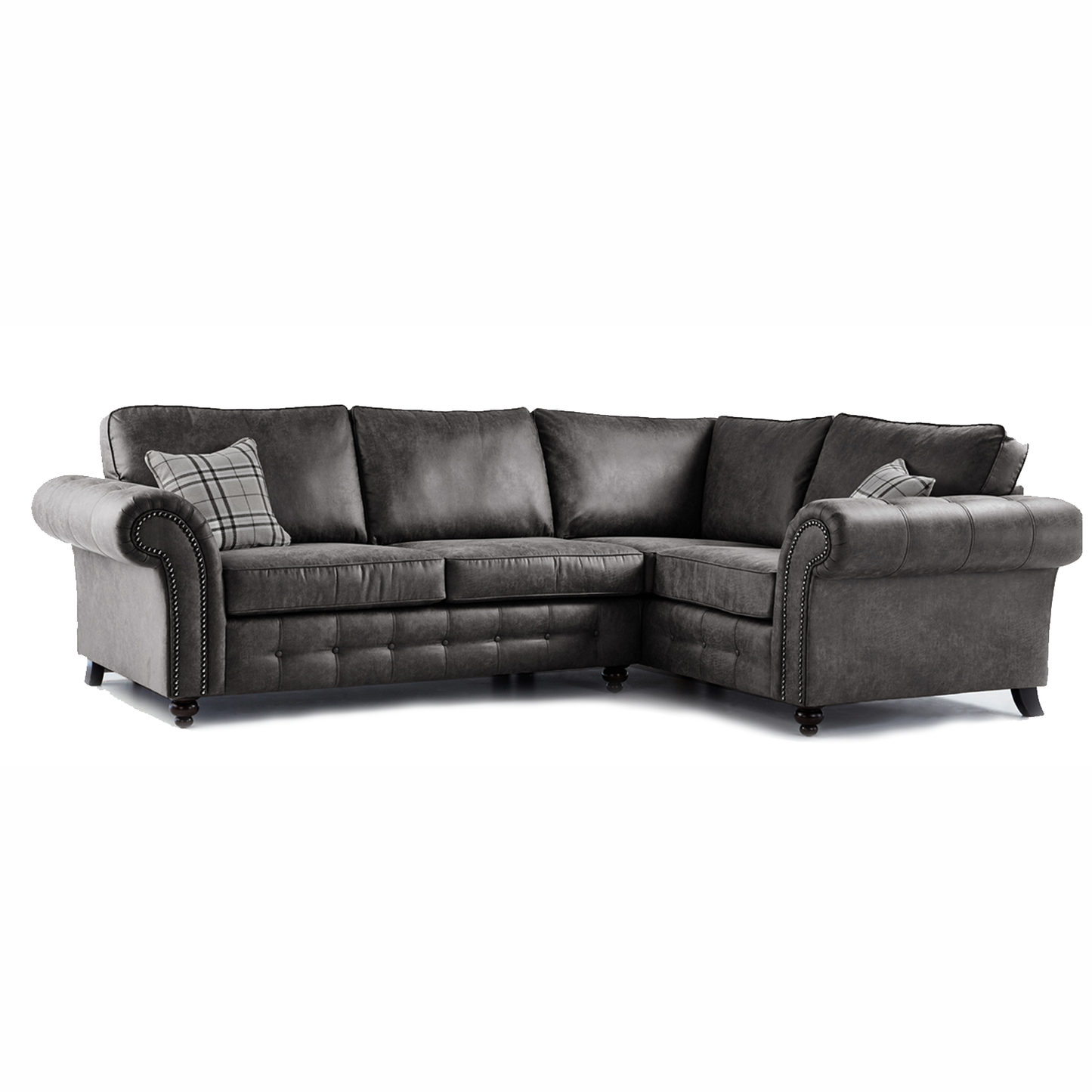 Oakland 4 Seater Leather Corner Sofa Chesterfield Style