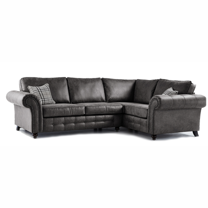 Oakland 4 Seater Leather Corner Sofa Chesterfield Style