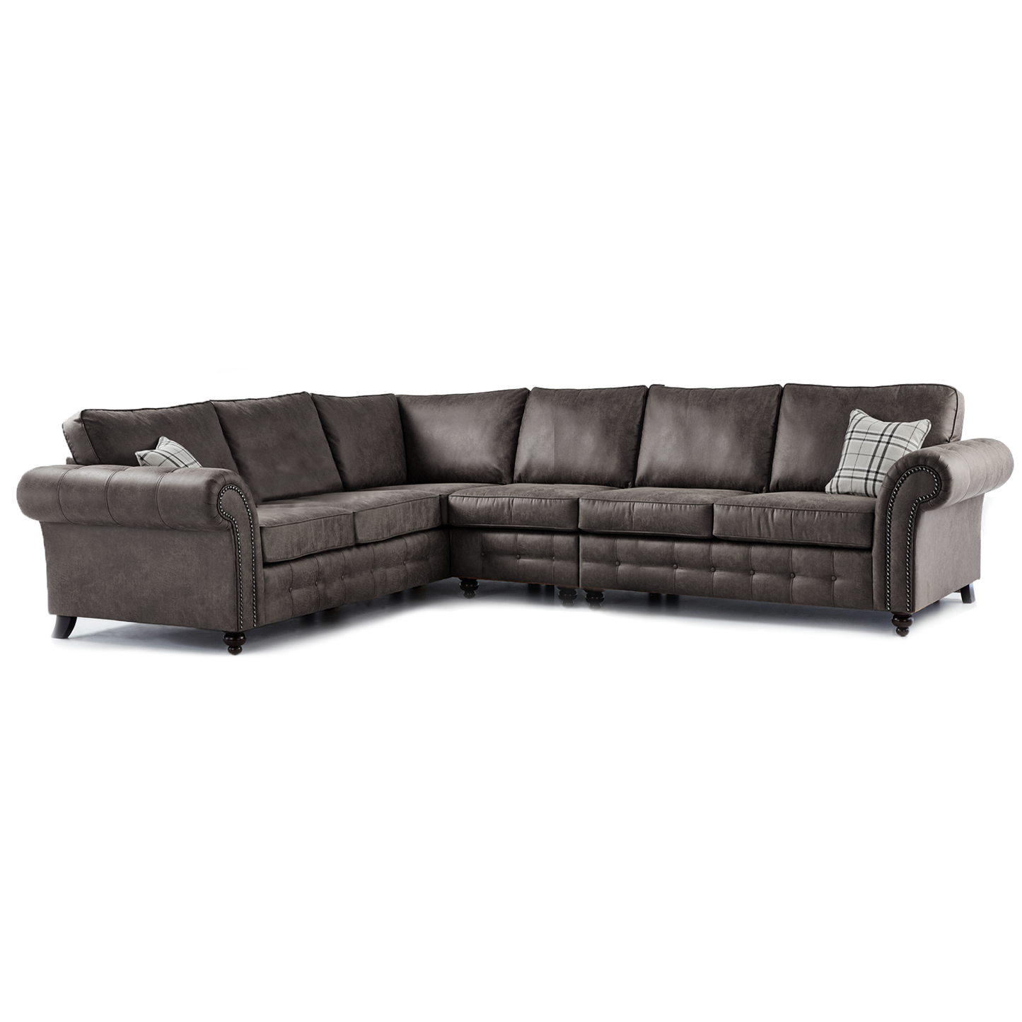 Oakland Large 6 Seater Leather Corner Sofa Chesterfield Style