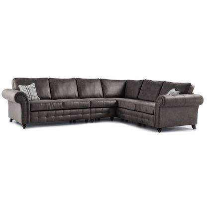 Oakland Large 6 Seater Leather Corner Sofa Chesterfield Style
