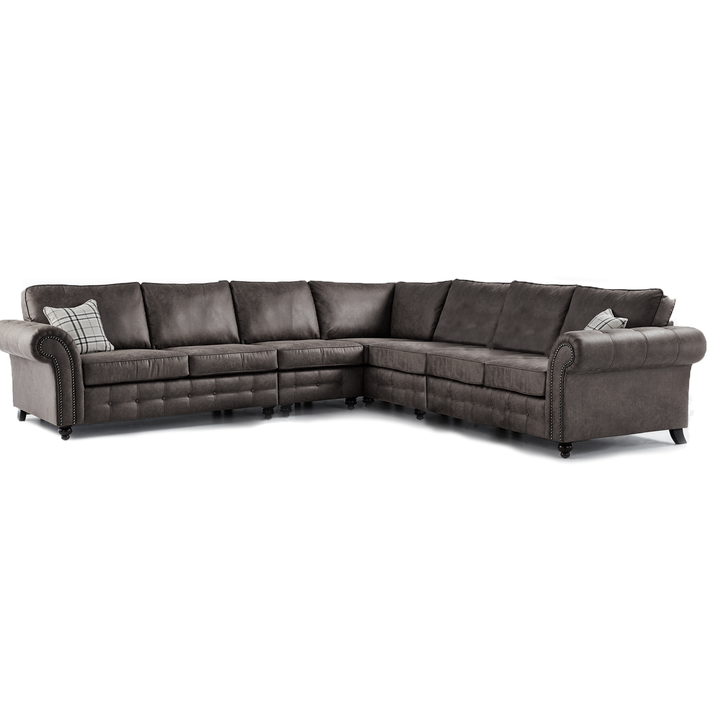 Oakland Large 7 Seater Leather Corner Sofa Chesterfield Style