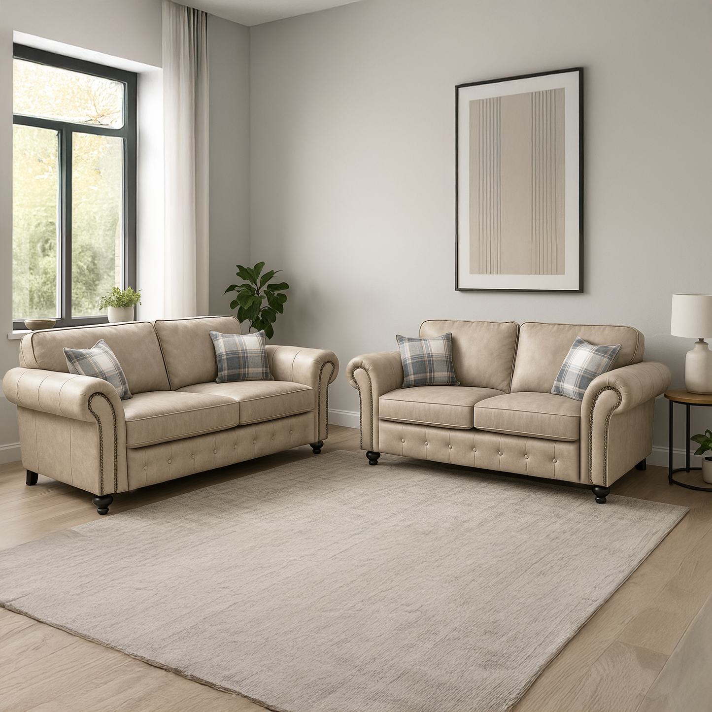 Oakland Marble Leather Sofa Suite