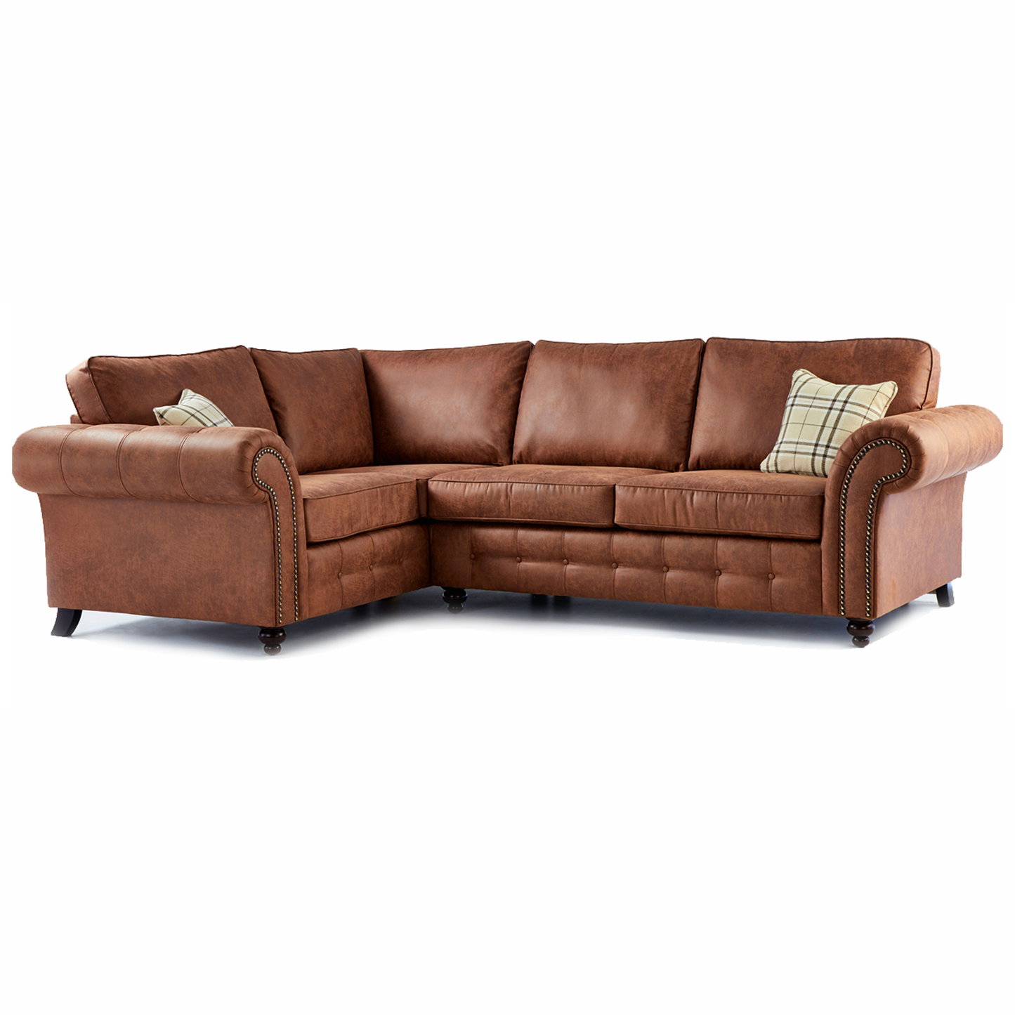 Oakland 4 Seater Leather Corner Sofa Chesterfield Style