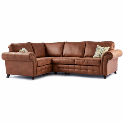 Oakland 4 Seater Leather Corner Sofa Chesterfield Style