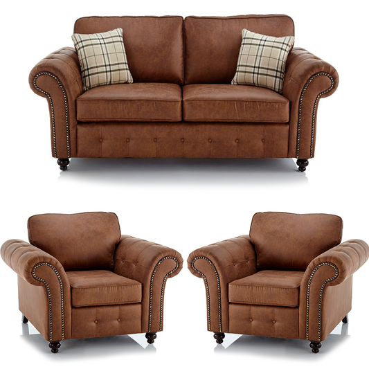 Oakland Chesterfield Leather 3 Piece Sofa Suite (2 + 1 + 1)