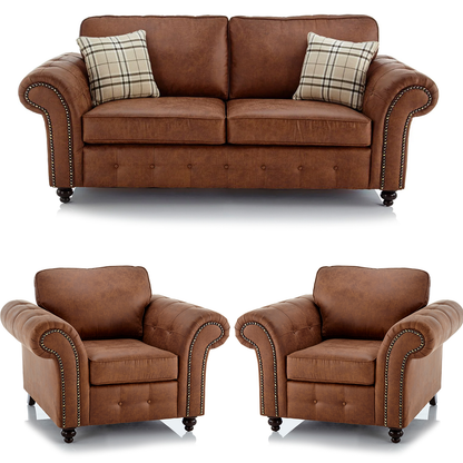 Oakland Chesterfield Leather 3 Piece Sofa Suite (3 + 1 + 1)