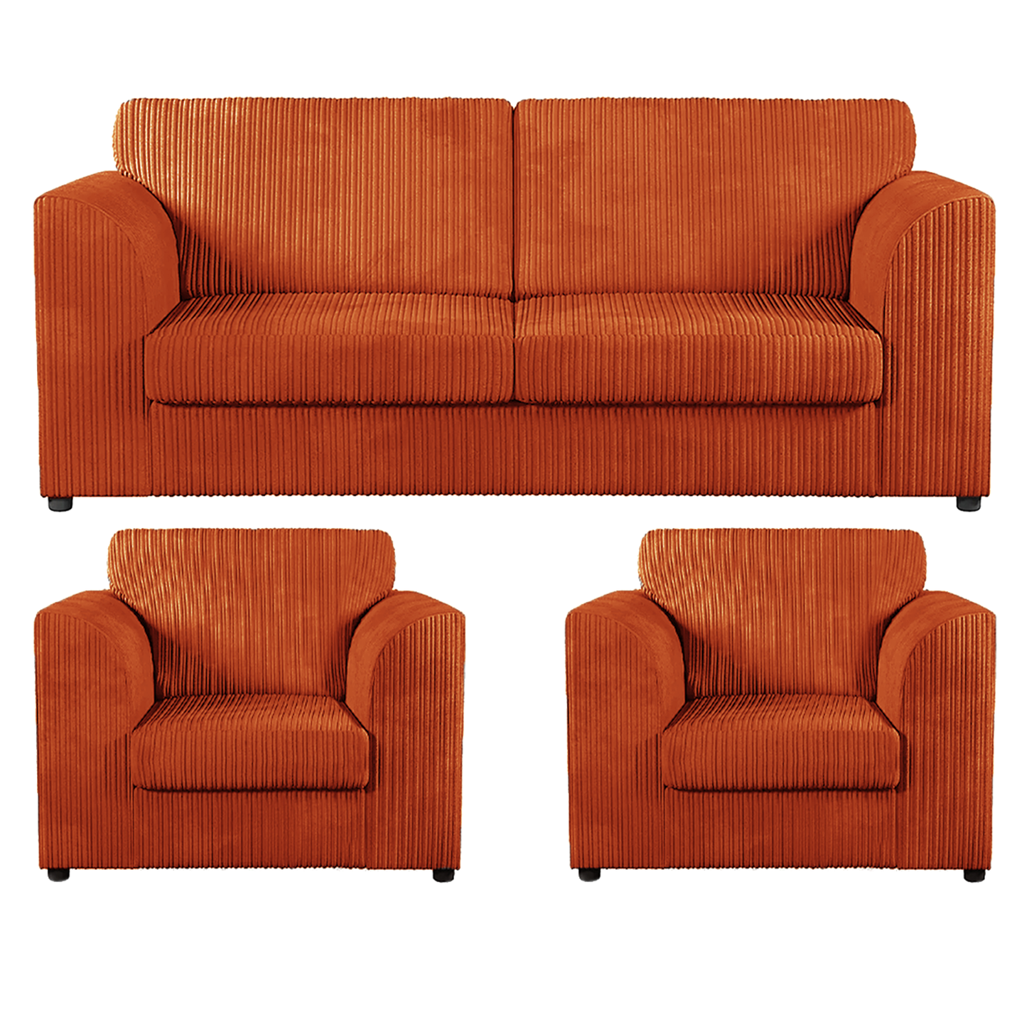 Luxor Full Jumbo Cord 3 Seater and 2 x Armchairs - Full Back