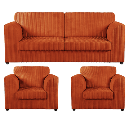 Luxor Full Jumbo Cord 3 Seater and 2 x Armchairs - Full Back