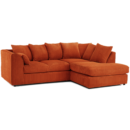 Luxor Cord Fabric 4 Seater Corner Sofa Scatter Back