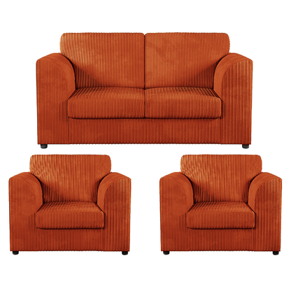 Luxor Jumbo Cord 2 Seater and 2 x Armchairs - Full Back