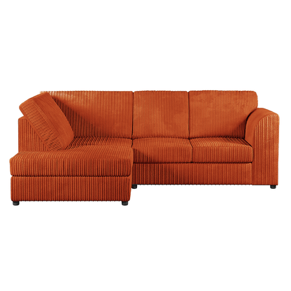 Luxor Cord Fabric 4 Seater Corner Sofa Full Back