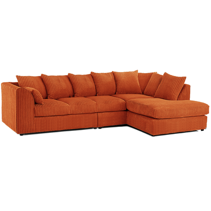 Luxor Full Cord Fabric 5 Seater Corner Sofa Scatter Back
