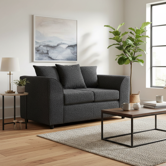 Paris Boucle Charcoal Fabric 2 Seater Sofa