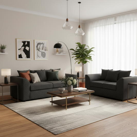 Paris Boucle Charcoal Fabric Sofa Suite