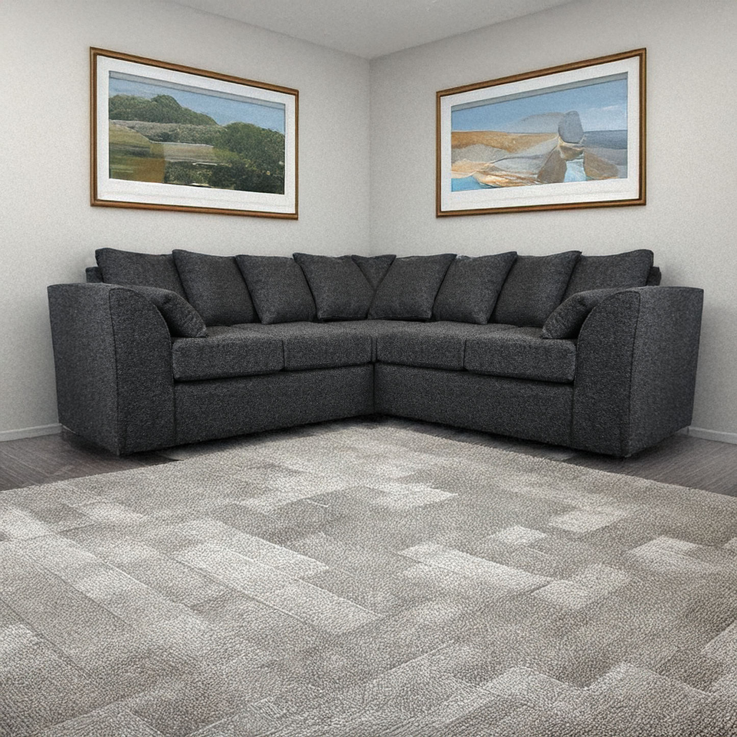 Paris Boucle Charcoal Fabric 5 Seater Corner Sofa