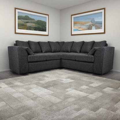 Paris Boucle Charcoal Fabric 5 Seater Corner Sofa