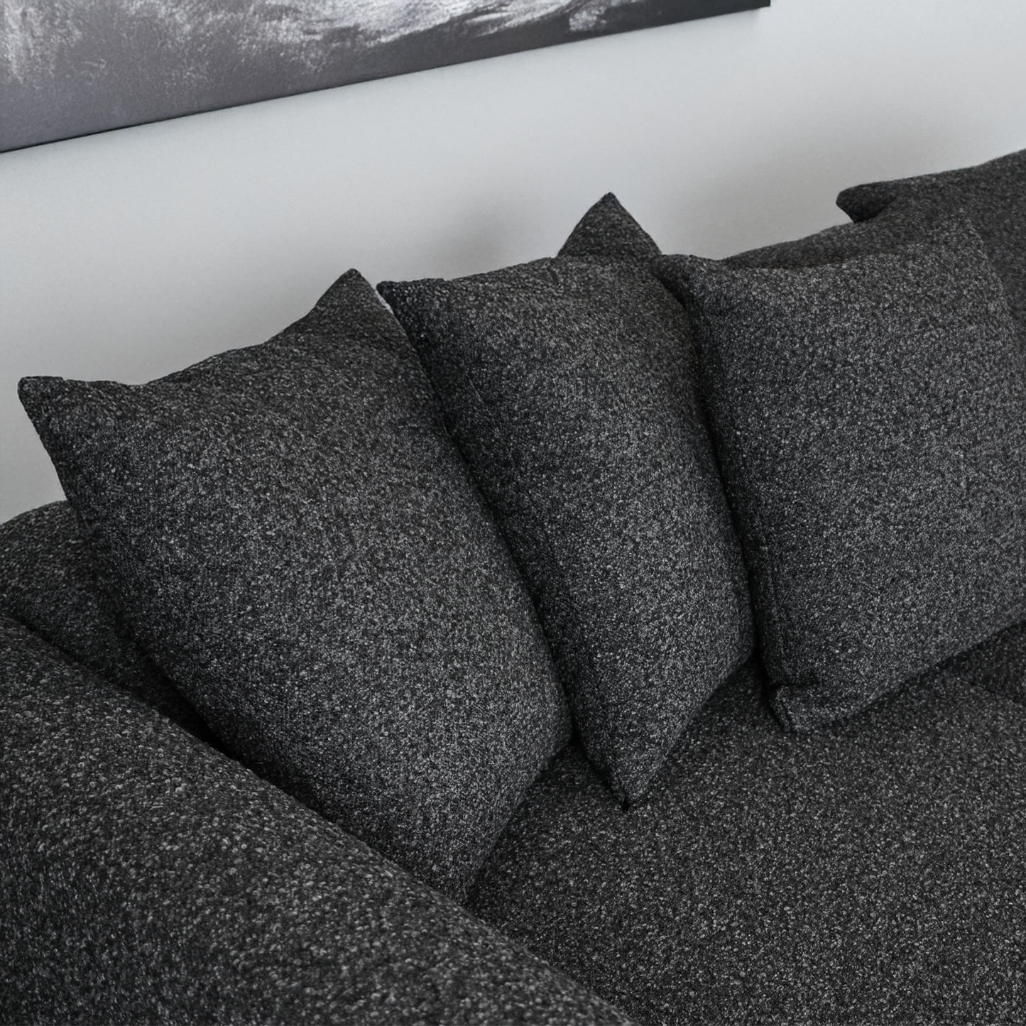 Paris Boucle Charcoal Fabric 4 Seater Sofa