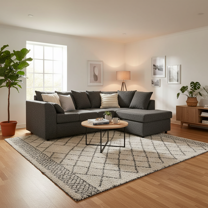 Monaco Chenille Fabric 4 Seater L Shaped Corner Sofa