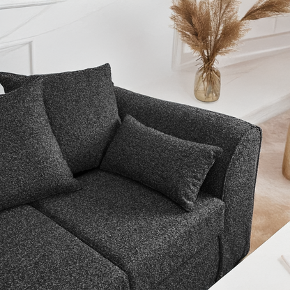 Paris Boucle Charcoal 5 Seater L Shaped Corner Sofa