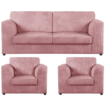 Luxor Full Jumbo Cord 3 Seater and 2 x Armchairs - Full Back