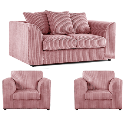 Luxor Jumbo Cord 2 Seater and 2 x Armchairs - Scatter Back