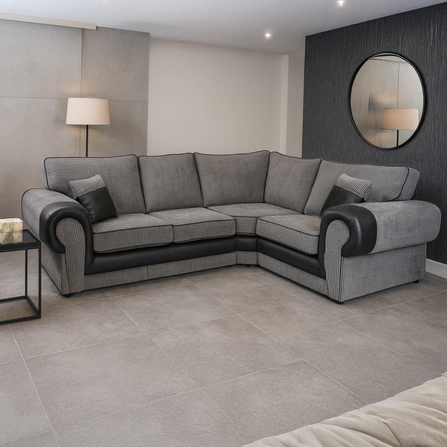 Portland Mixed Fabric Cord 4 Seater Corner Sofa