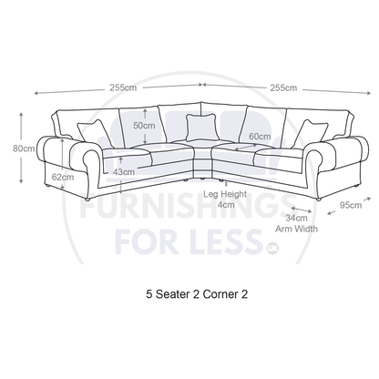 Portland Mixed Fabric Cord 5 Seater Corner Sofa