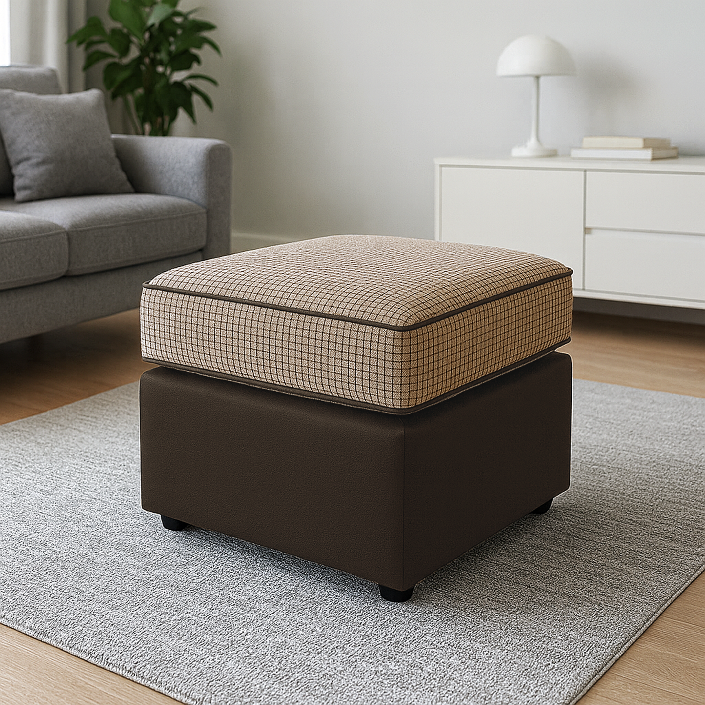 Portland Mixed Fabric Footstool