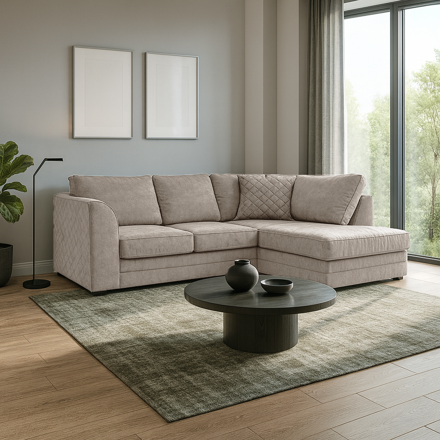 Quilted Chenille Full Back Corner Sofa