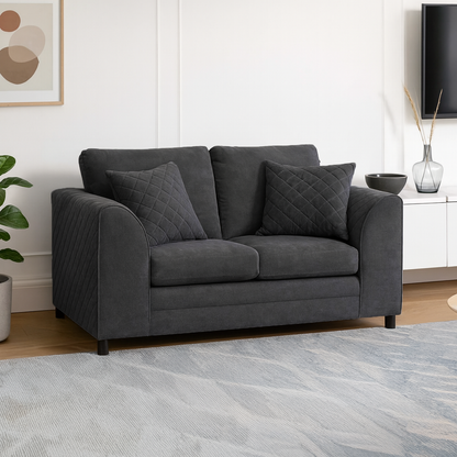 Quilted Full Chenille Fabric 2 Seater Sofa