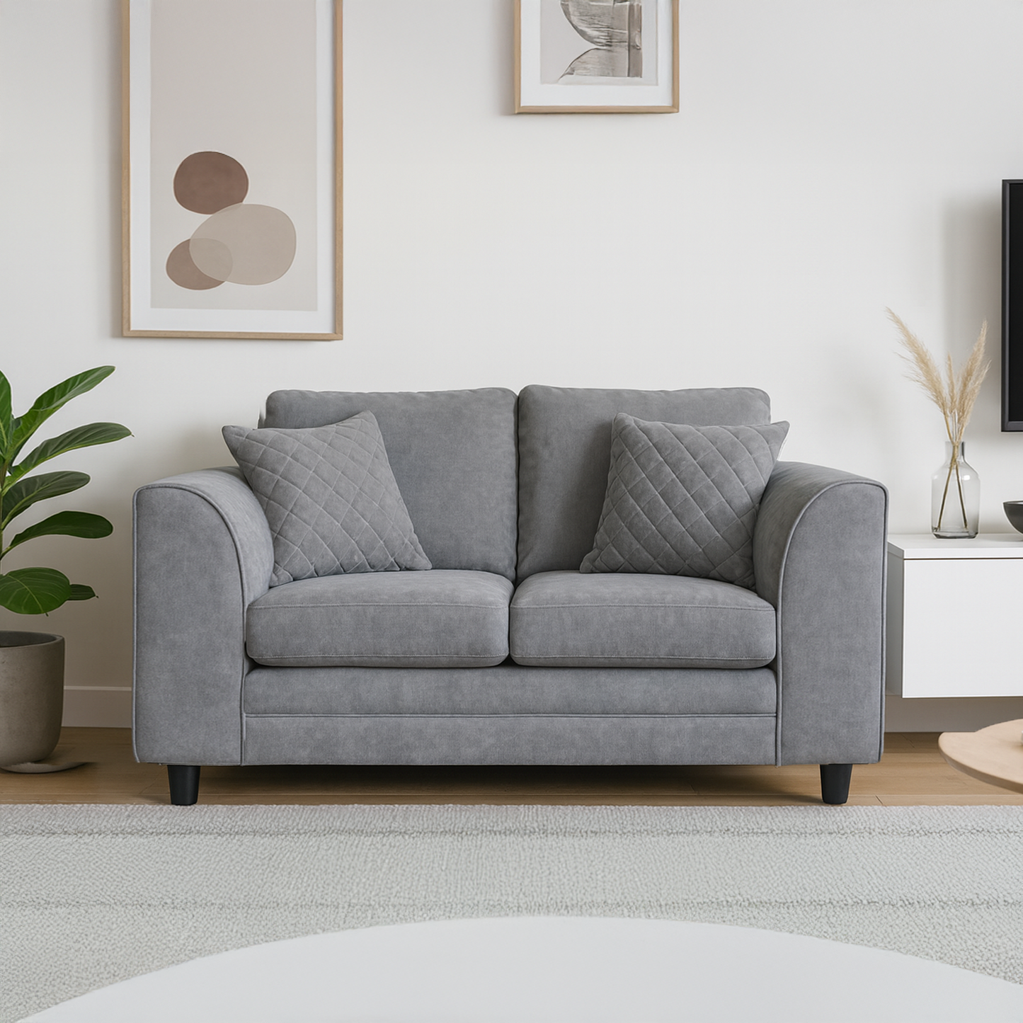 Quilted Full Fabric Chenille Sofa Suite