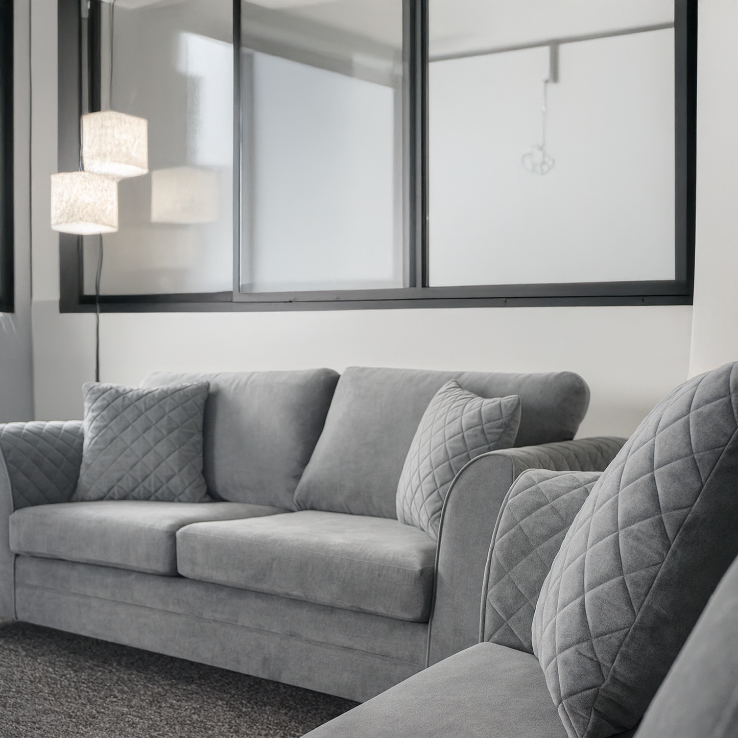 Quilted Full Fabric Chenille Sofa Suite