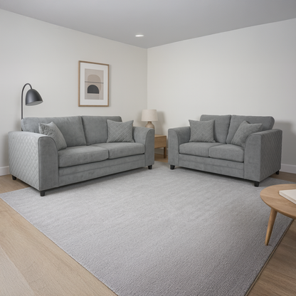Quilted Full Fabric Chenille Sofa Suite